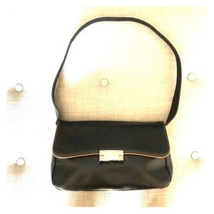 Black Leather Purse with Tan Lining